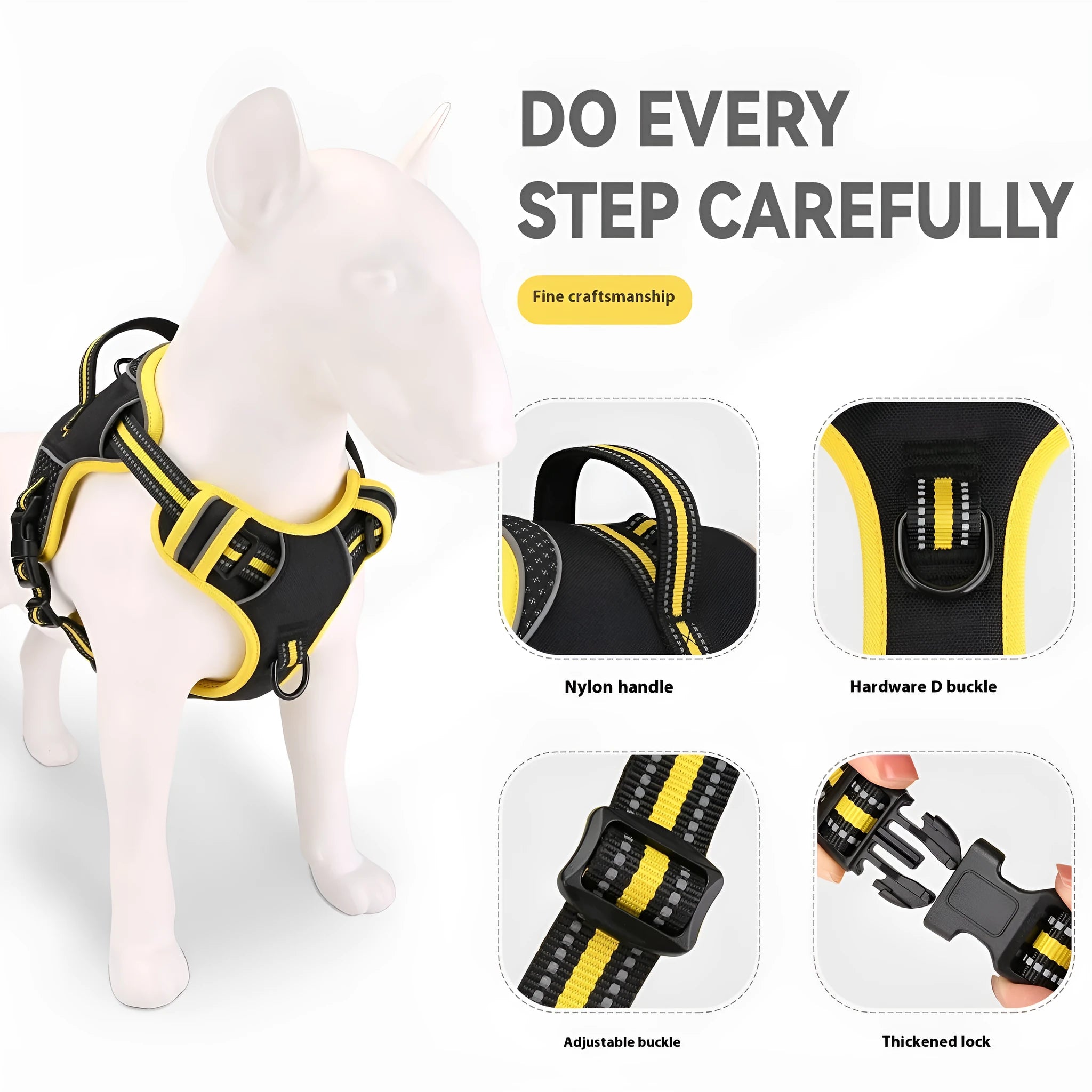 Orange polyester dog harness with anti-breaking design for outdoor training and control