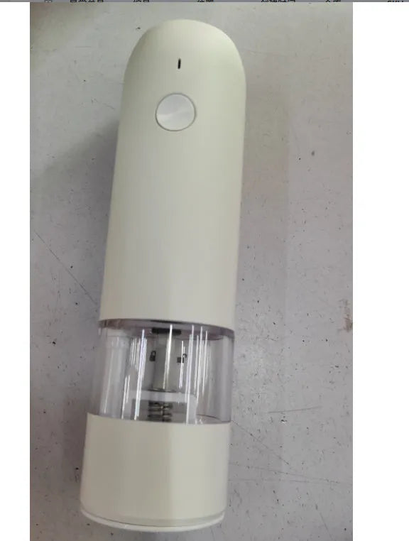Rechargeable electric pepper and salt grinder set with clear acrylic body, LED light, and USB charging cable