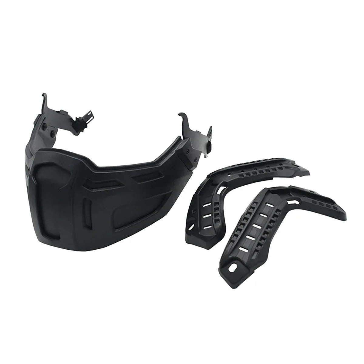 Tactical half face mask in nylon, black colour, folding design for outdoor use