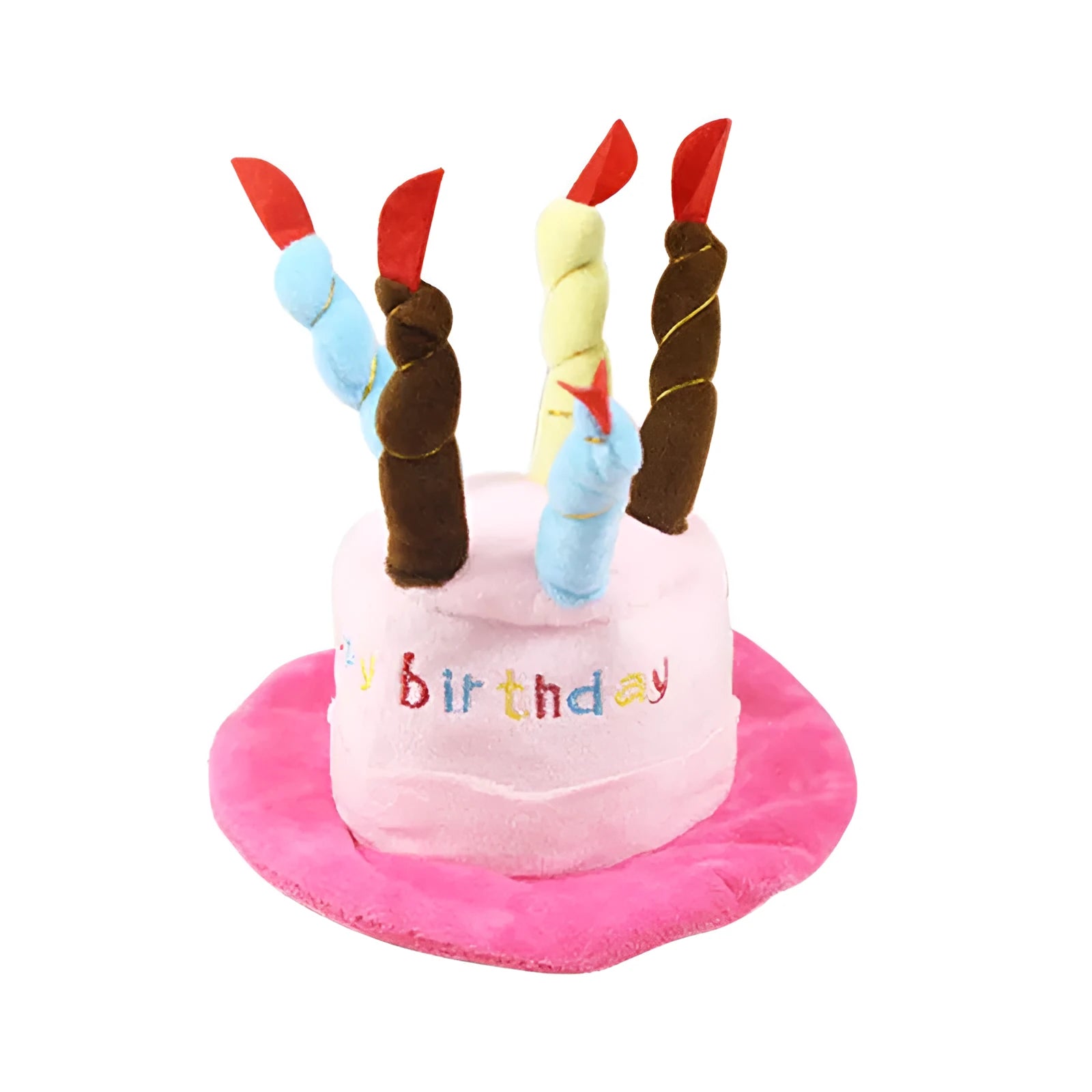 Blue dog birthday hat with elastic chin strap for pet party celebrations