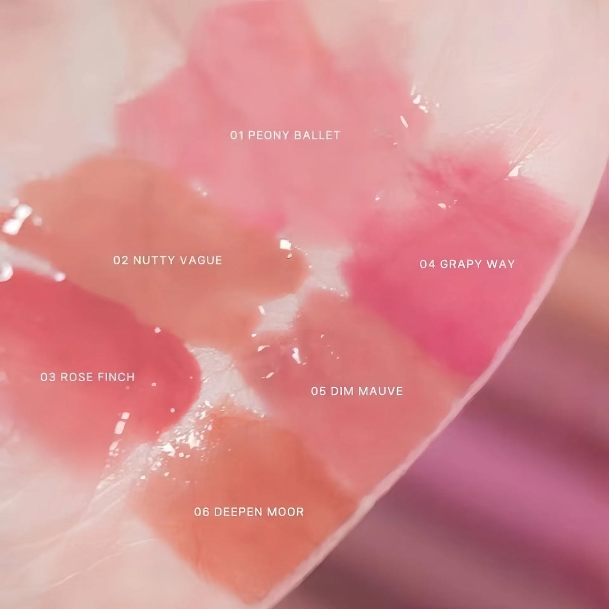Water light mirror lip gloss in six shades with no stain on cup feature, 4G