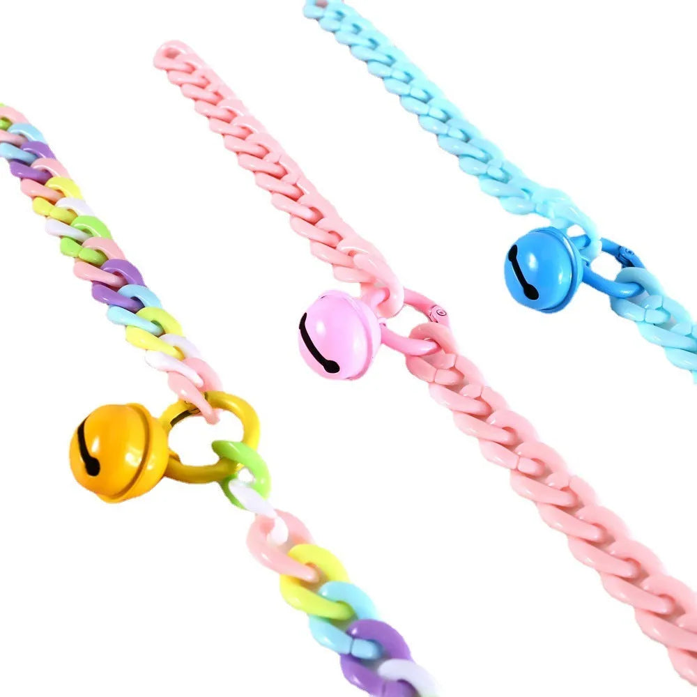 Adjustable plastic pet collar in macaron candy colours for cats, dogs, and rabbits