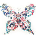 20 inch handmade butterfly quilling paper ornament with assembly tools on blue background