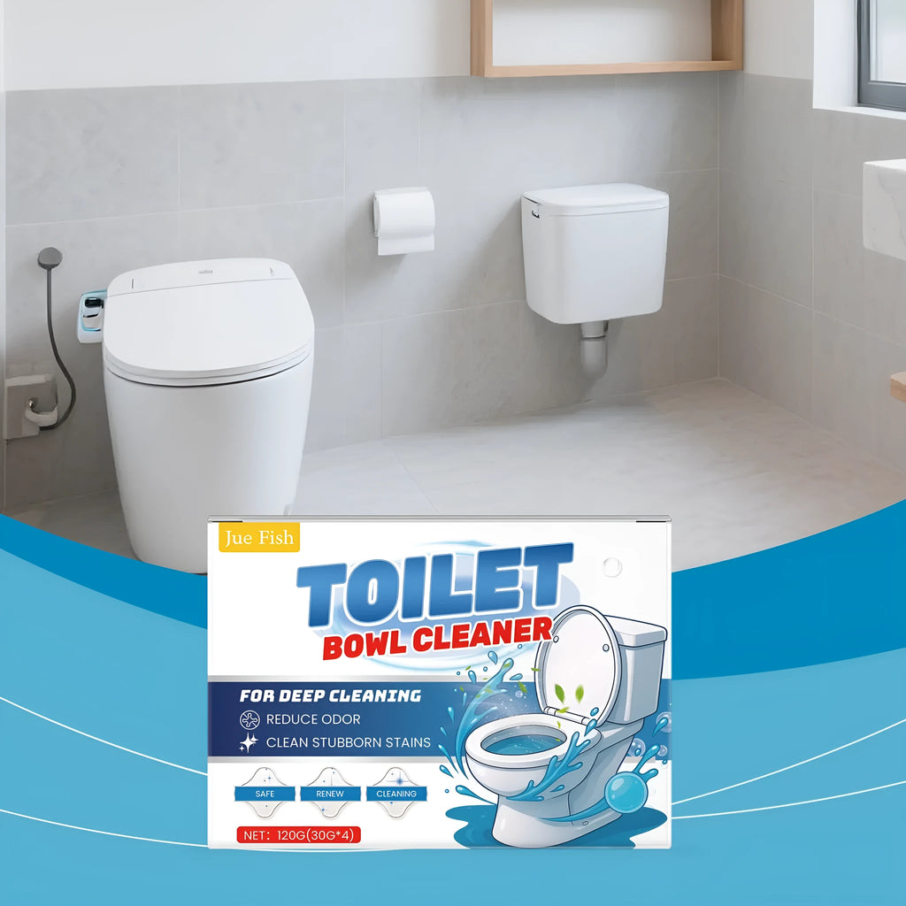 Toilet cleaning powder in four individual 30g sachets for removing stains and odour.