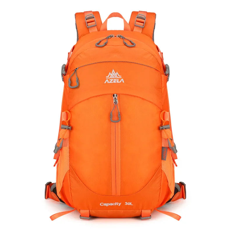 AZELA 30L Outdoor Hiking Backpack in black with adjustable straps on a white background