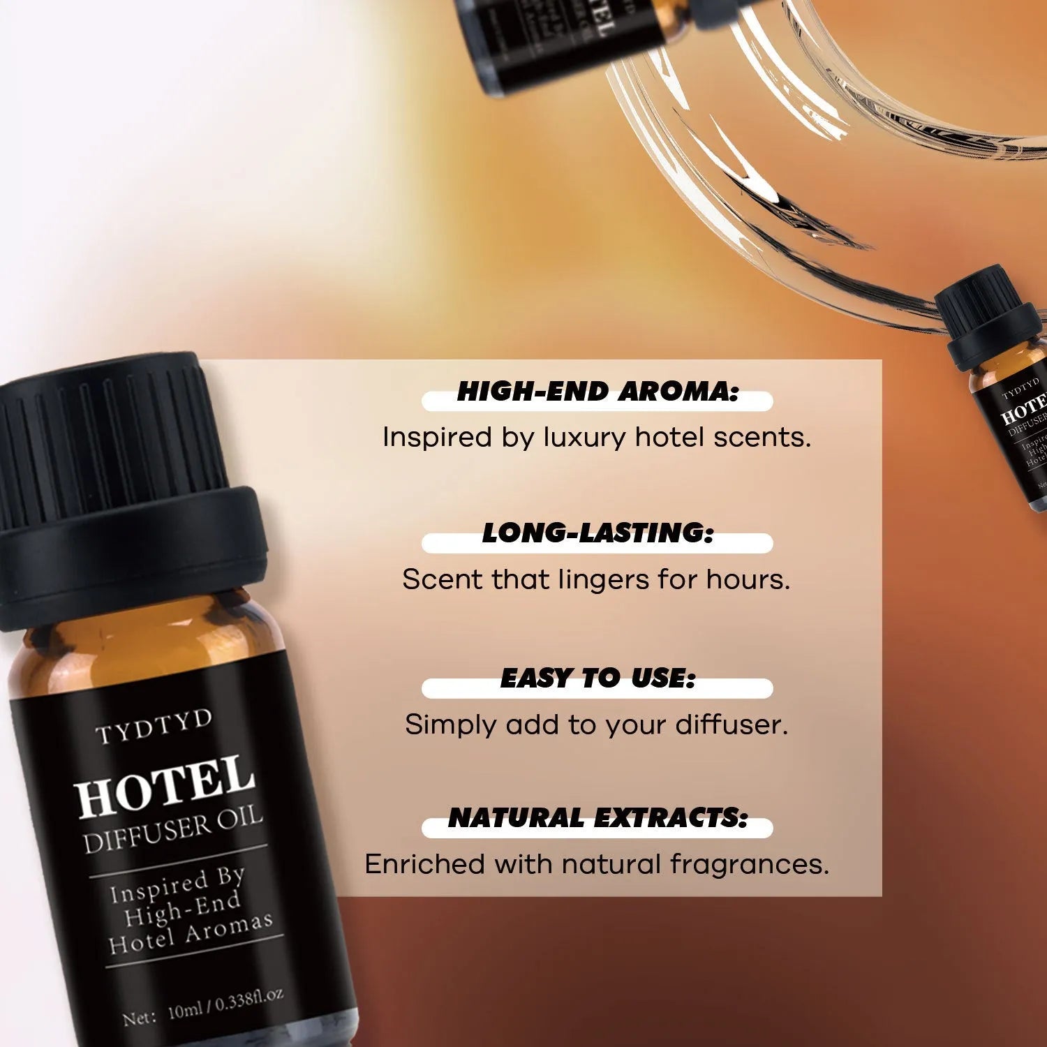 10ml glass bottle of natural plant fragrance essential oil for aromatherapy