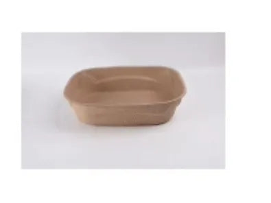 Brown disposable cat litter box showing three size options with waterproof biodegradable materials