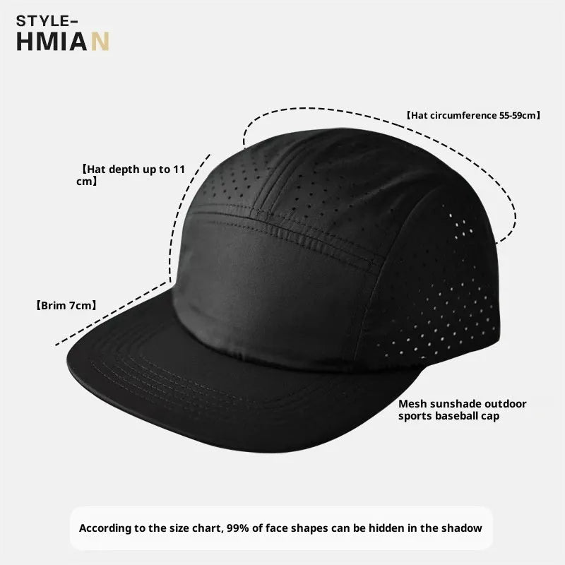Cycling fishing sun protection sports outdoor cap in beige with hollow-out design and polyester construction