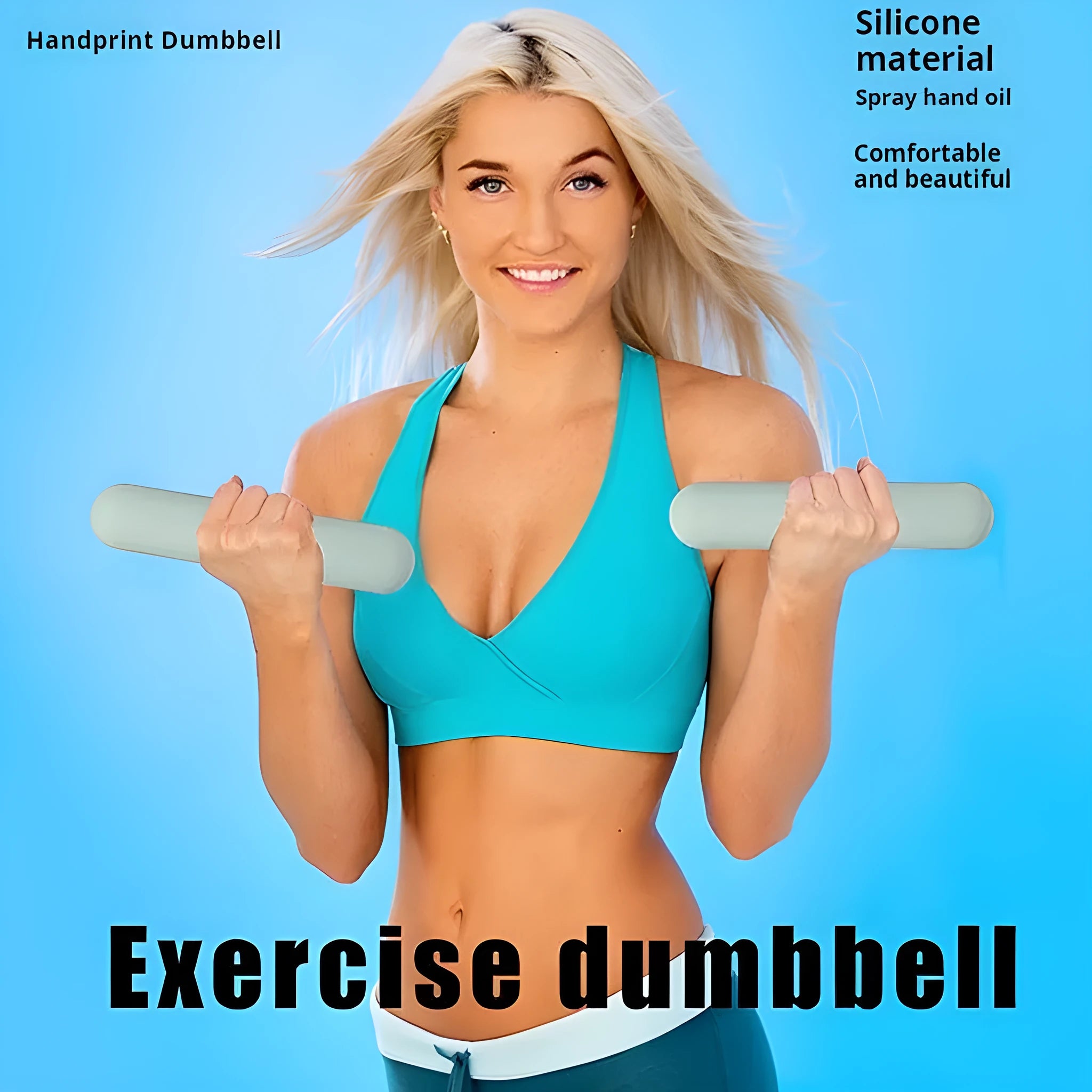 Hand-drawn dumbbell stick with silicone edging in various colours and weight options.