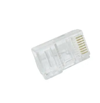 Bulk pack of 1000 white RJ45 network plugs with gold-plated contacts and copper inserts.