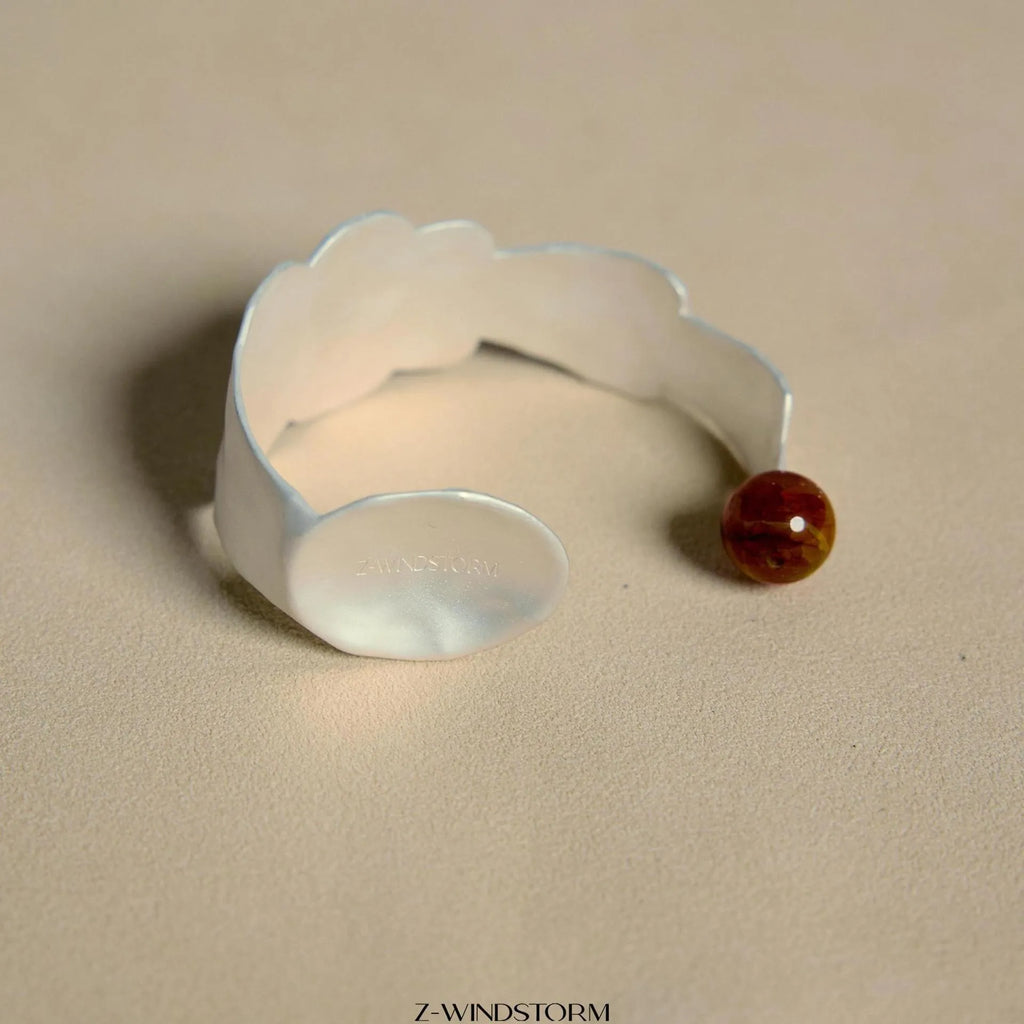 Small round spoon stewed pork design alloy ring and bracelet set with electroplated diamond shape elements