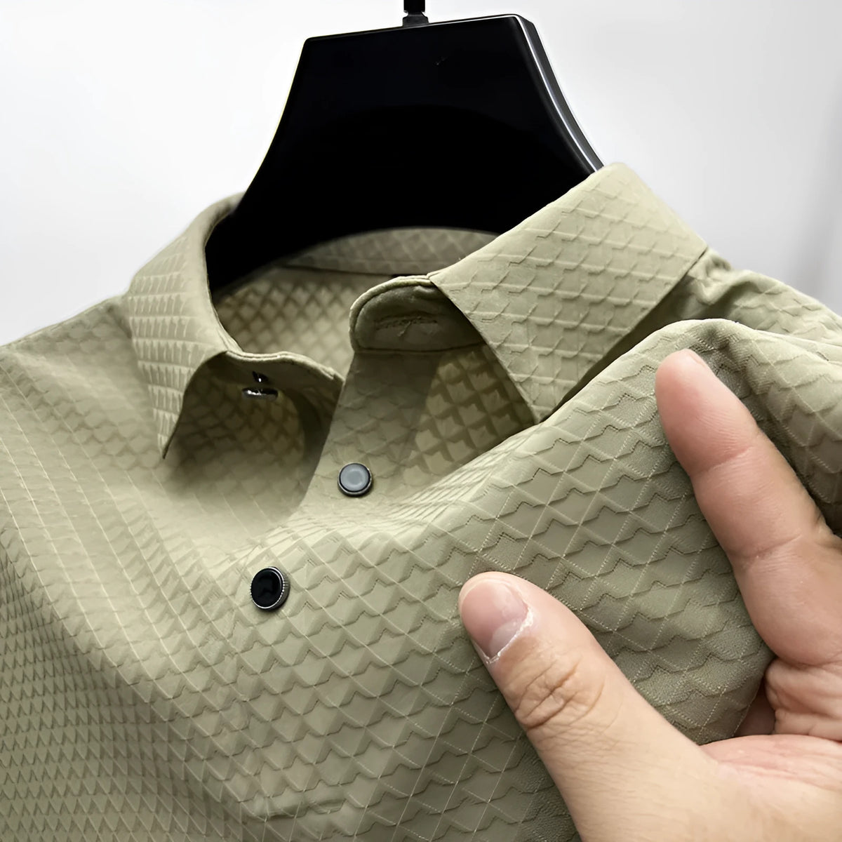 Men's waffle ice silk short sleeve polo T-shirt in Navy, wrinkle-free fabric, collar design, available in sizes M to 4XL.