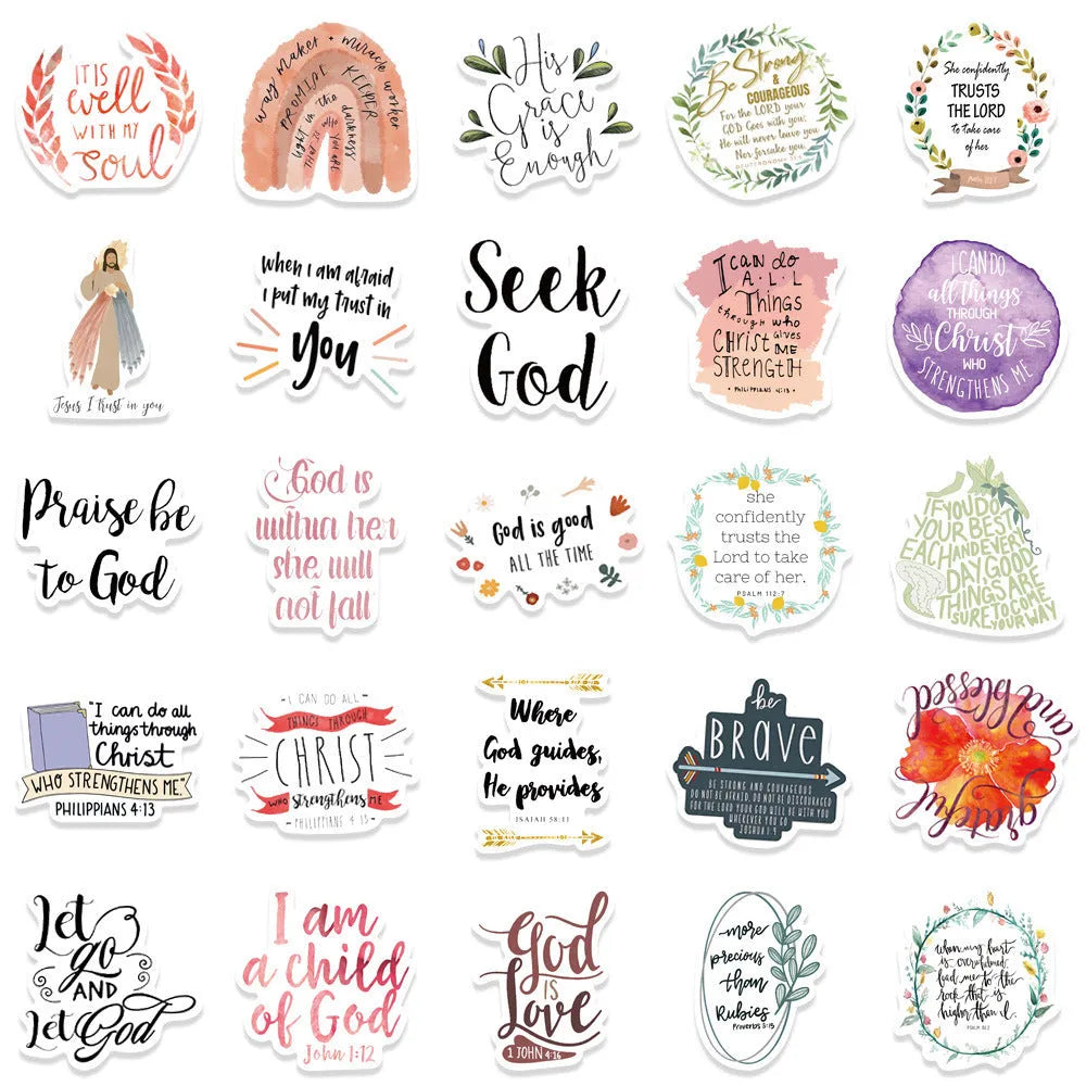 Pack of 50 assorted graffiti design stickers for personalised decoration on various surfaces.