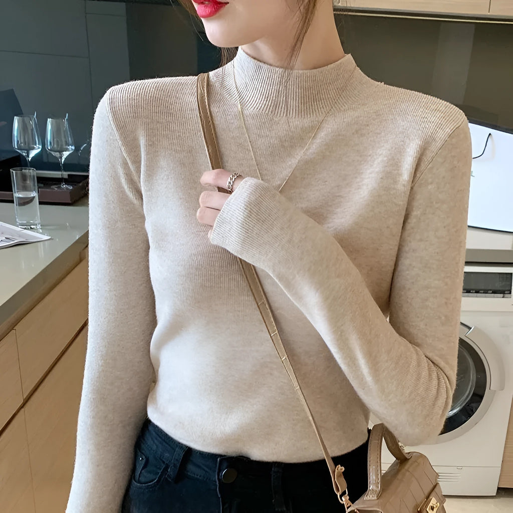 Women's viscose fibre slim fit long sleeve pullover top in multiple colour options