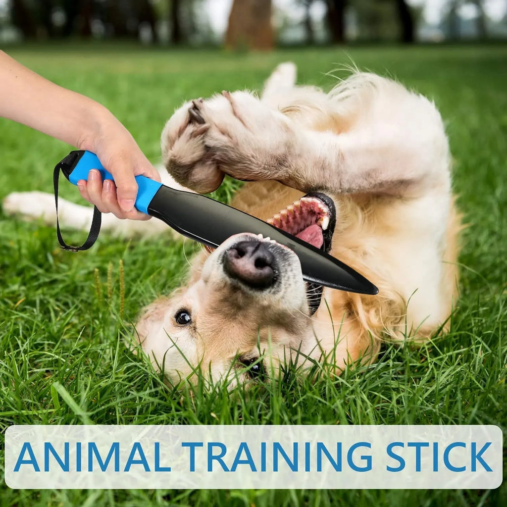Blue handled nylon dog break stick measuring 35 cm for bite training and safety release