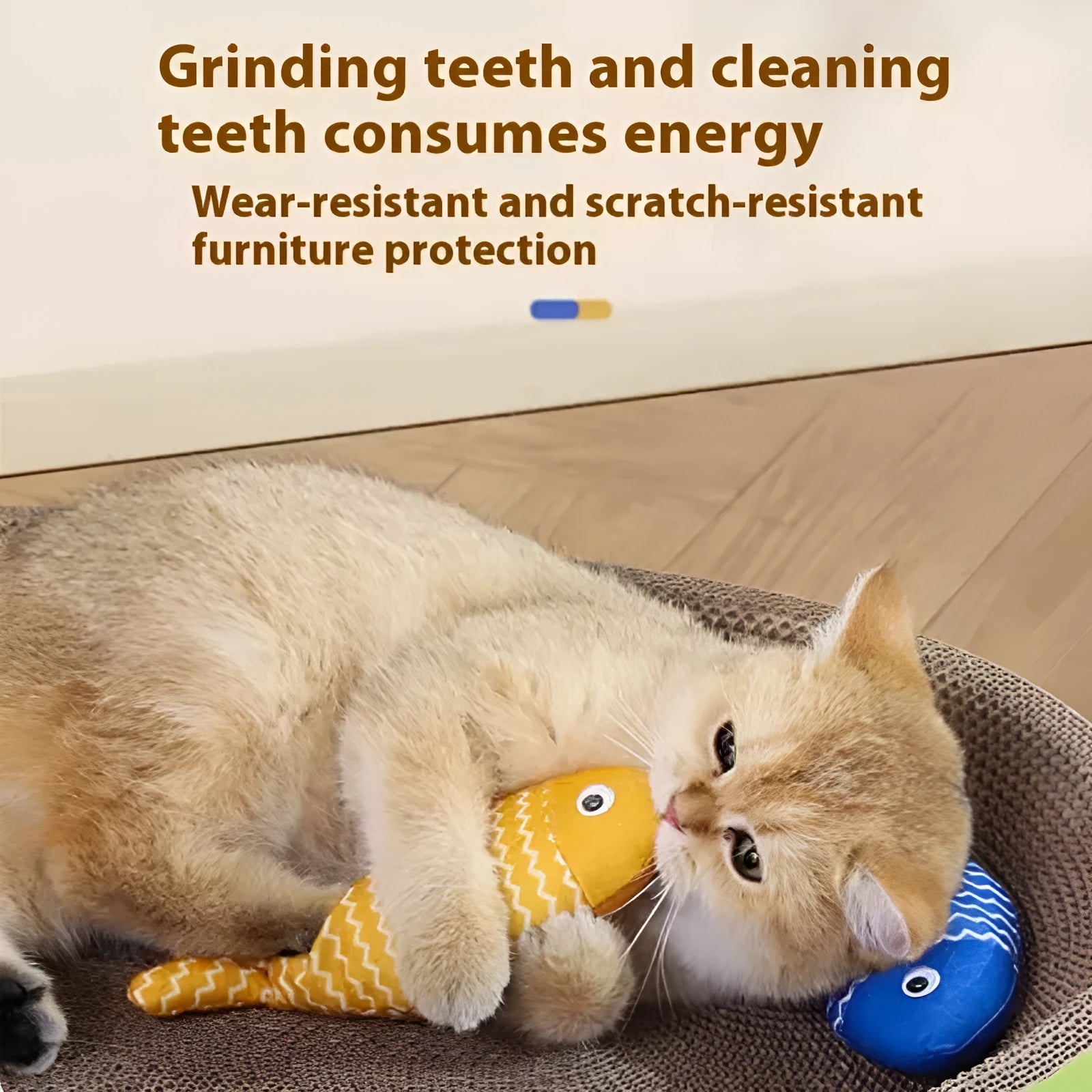 Catnip fish cat toy in blue, red or yellow with large and medium size options