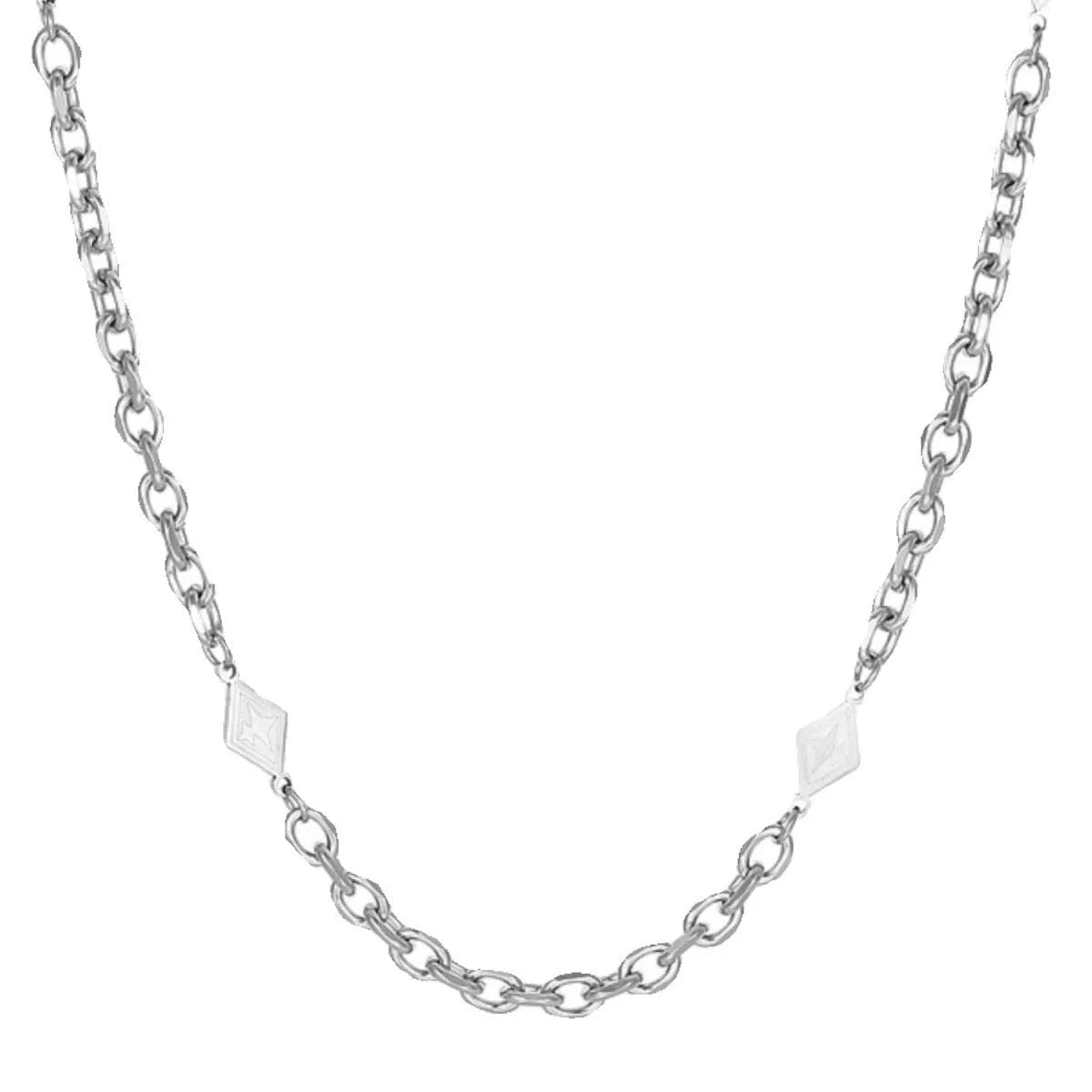 Men's hip hop diamond sweater chain in titanium steel with electroplated finish and Cuban link chain