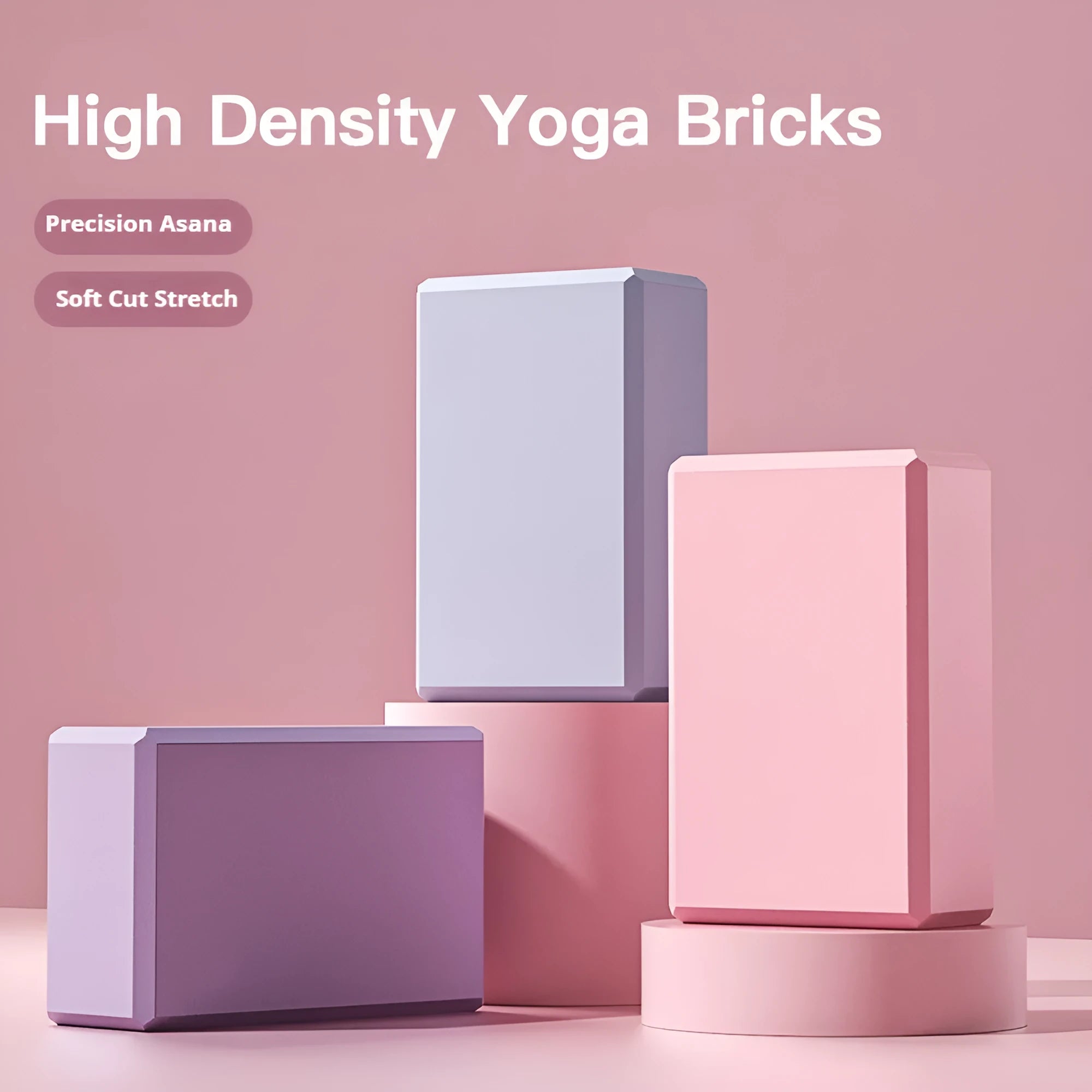 Solid-colour EVA foam yoga block with hexagonal ridges for grip