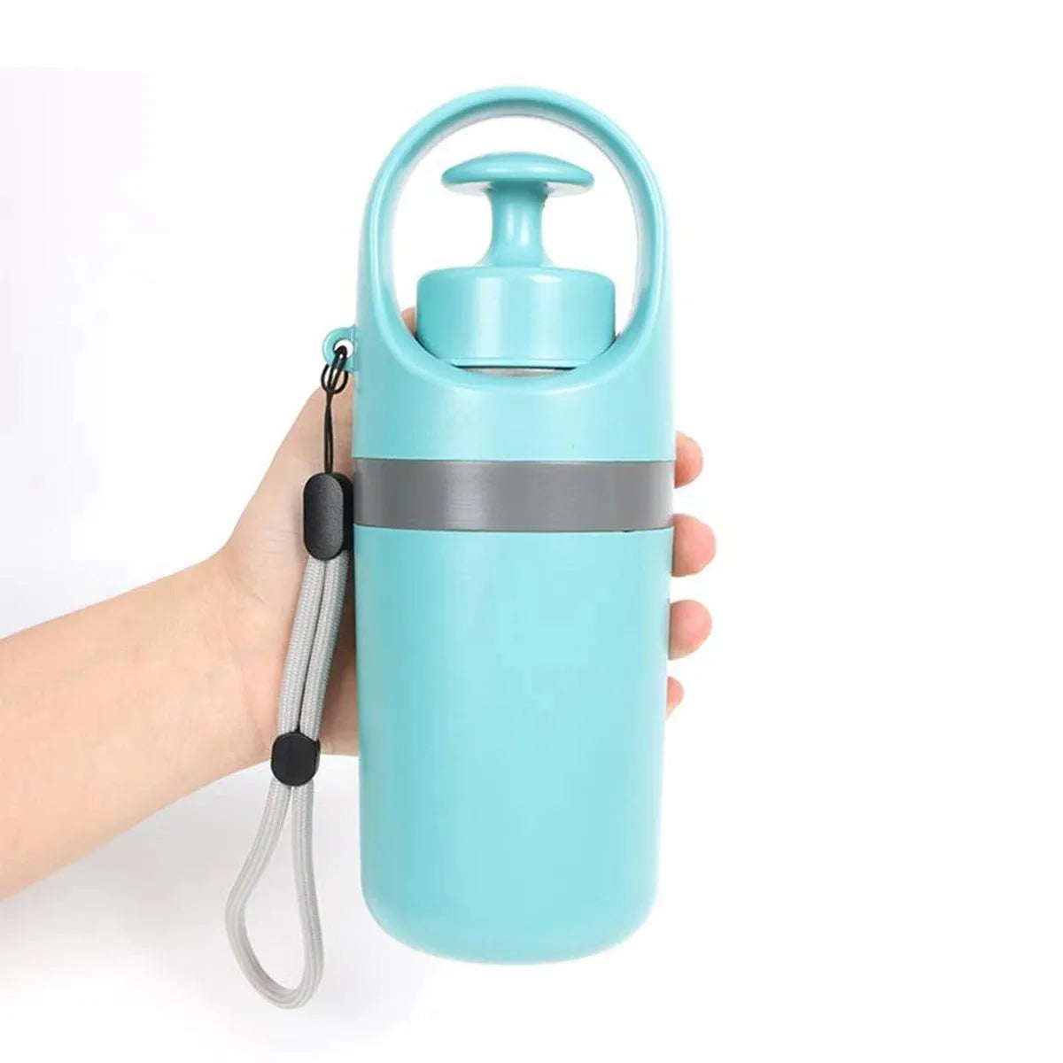 Blue ABS plastic pet pooper scooper with claw design and built-in bag dispenser