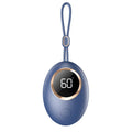 USB-powered hand warmer with digital display showing battery level and heat settings