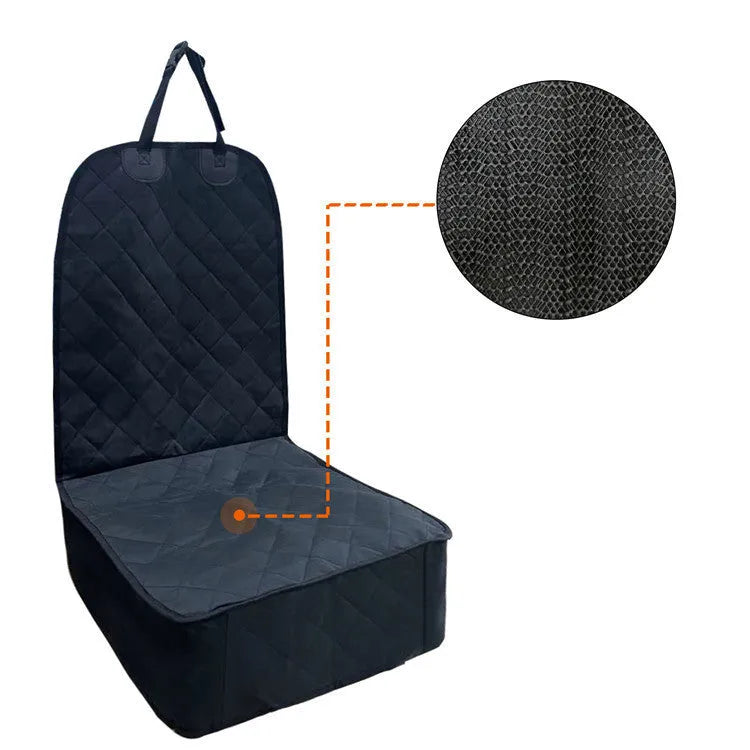 Waterproof pet car front seat cover with safety belt opening, 600D Oxford cloth, black finish