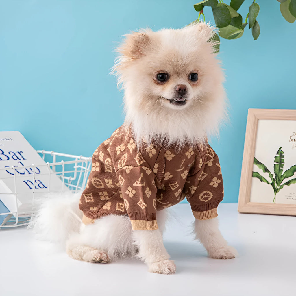 Wool pet dog sweater for autumn and winter in monochrome or two-tone colours