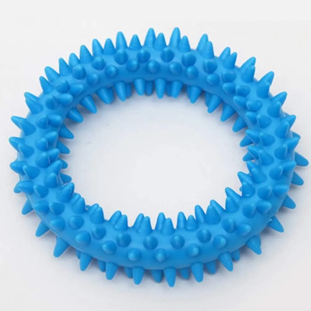 Colourful TPR spiky circle ring dog chew toy for dental cleaning and bite training