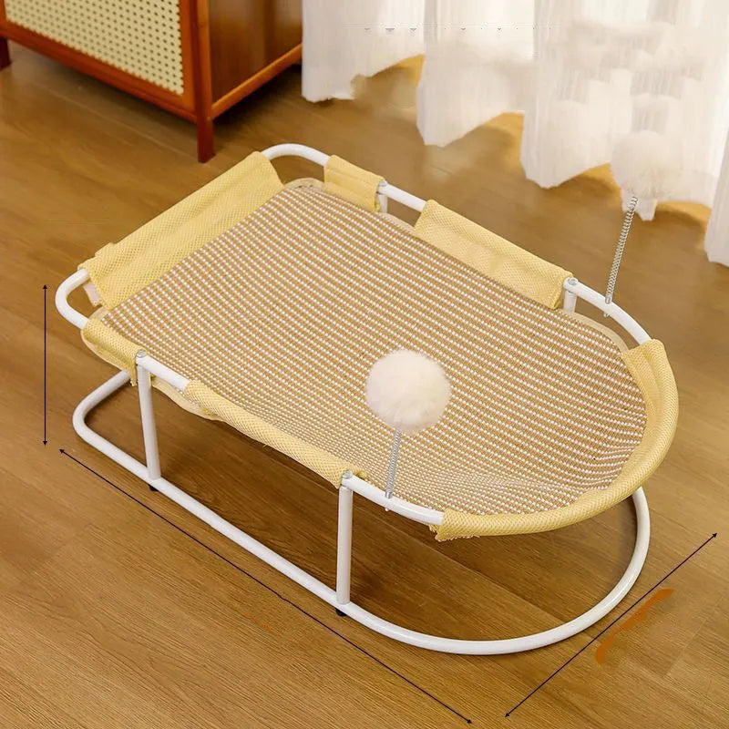 Large grey fabric cat kennel with breathable bracket construction for summer indoor use