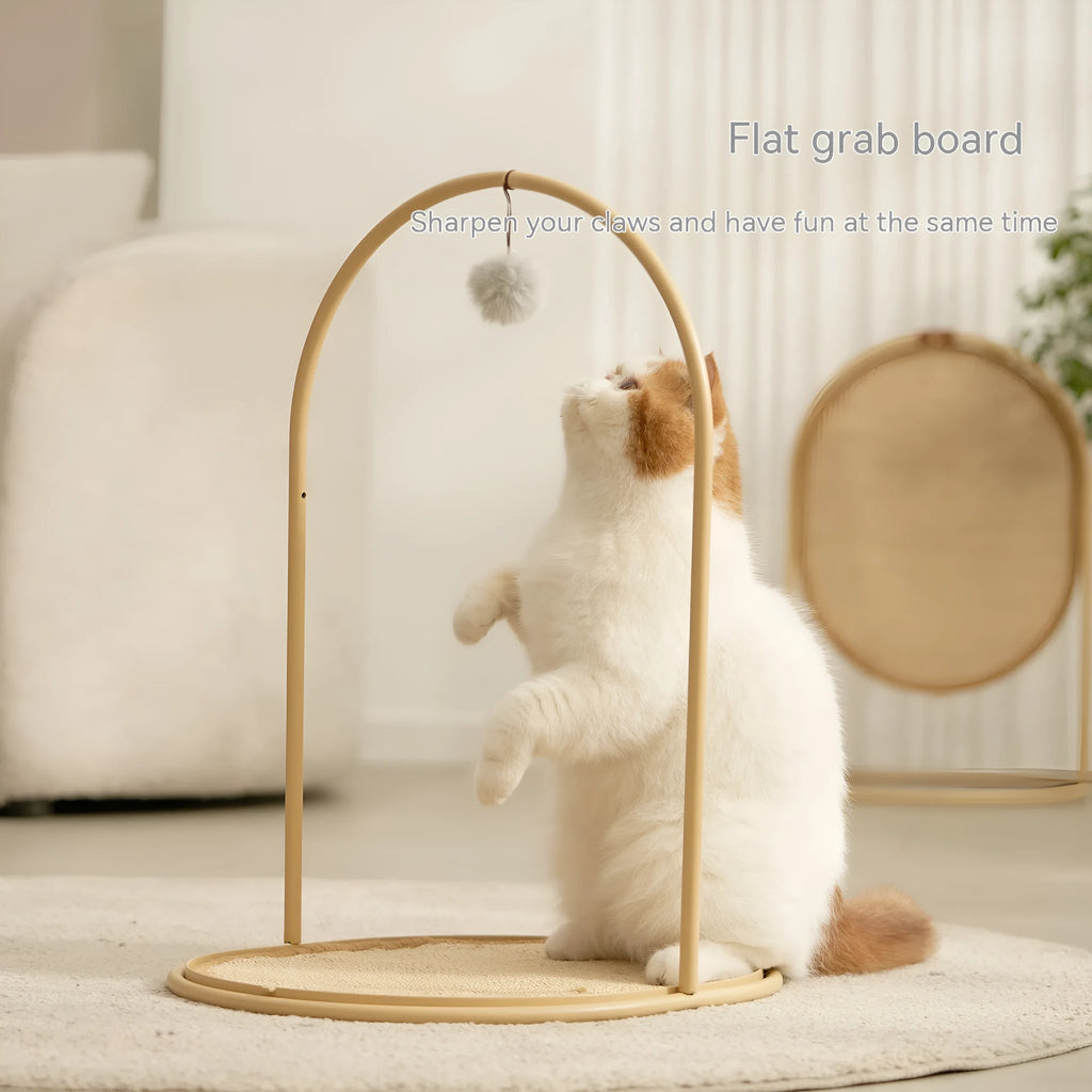 Large sisal cat scratching board with steel frame for indoor cat claw care