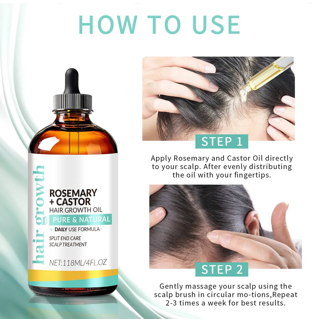 118ml bright yellow hair treatment oil bottle with built-in scalp massage brush