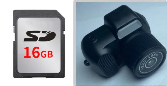 Black Y3000 HD sports camera with small display screen, shown with a memory card.