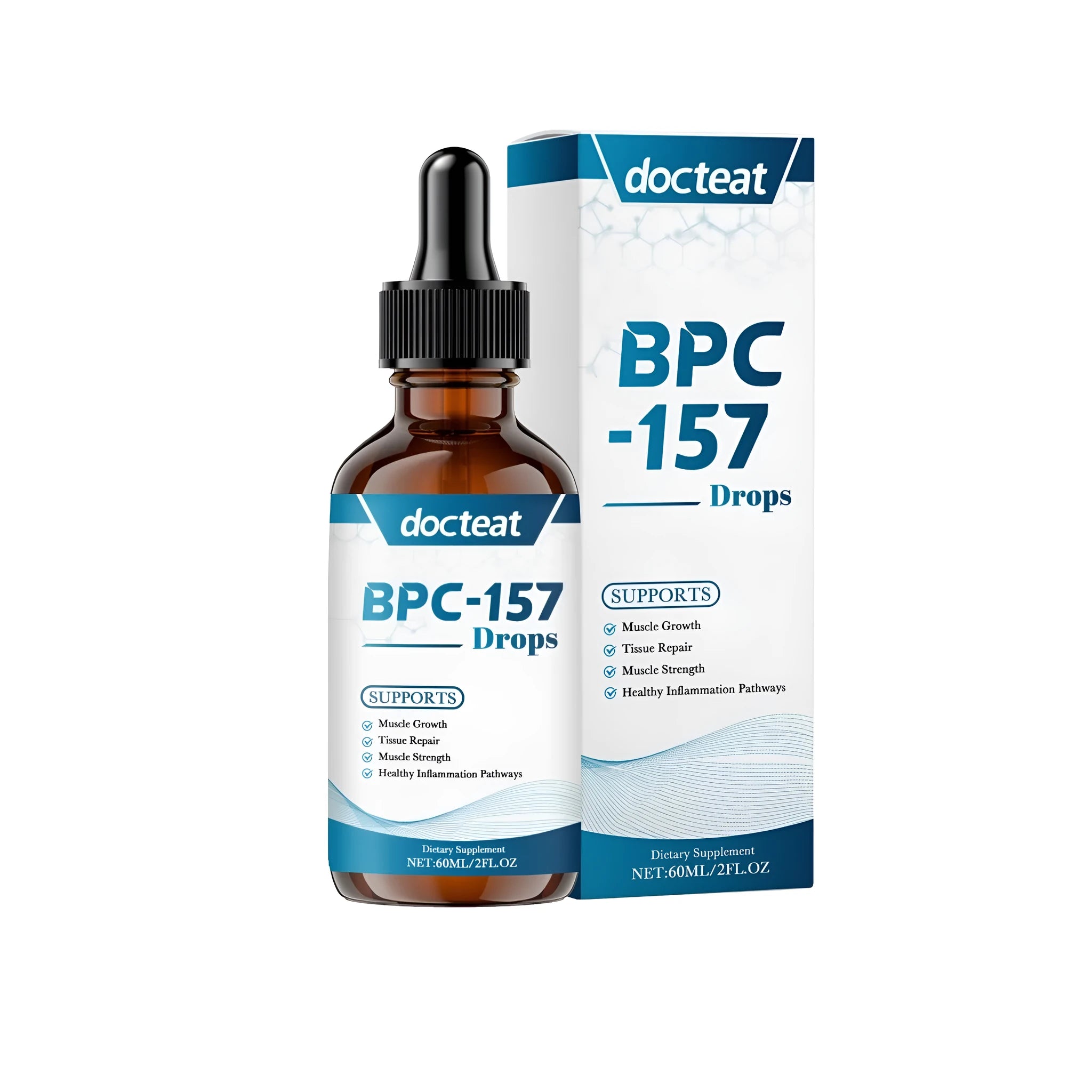60ml bottle of muscle recovery supplement drops with vitamin B1 and mint extract