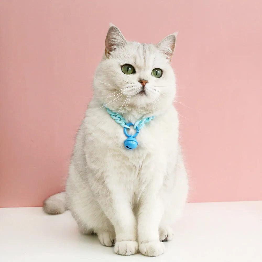 Adjustable plastic pet collar in macaron candy colours for cats, dogs, and rabbits