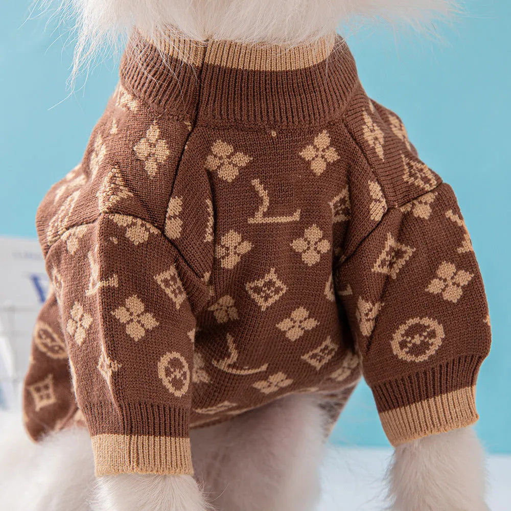 Wool pet dog sweater for autumn and winter in monochrome or two-tone colours