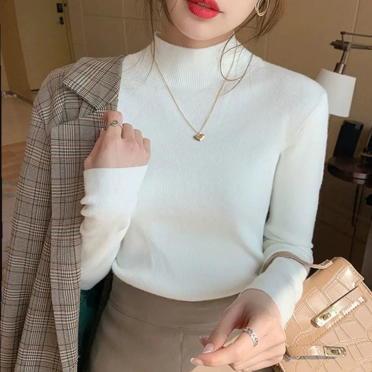Women's viscose fibre slim fit long sleeve pullover top in multiple colour options
