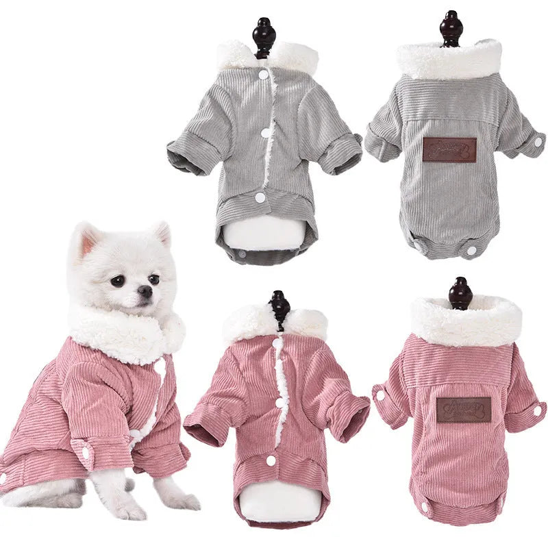 Lambswool grey and pink pet vest with wool lining for dog and cat autumn winter warmth