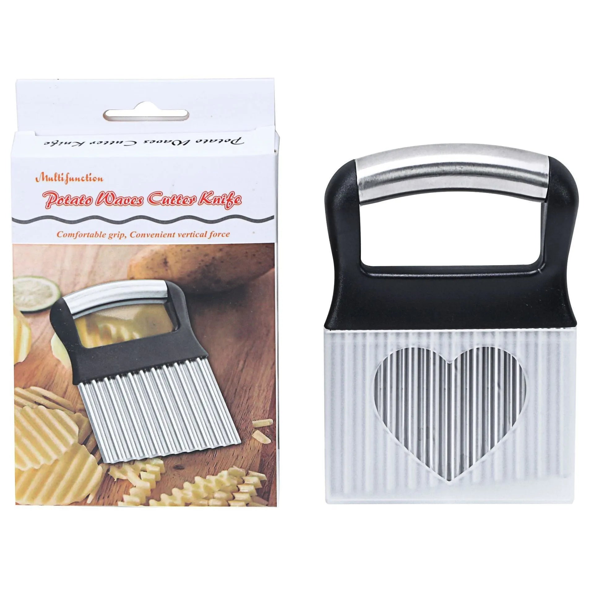 Stainless steel potato wave knife kitchen tool in black or white for crinkle cut chips