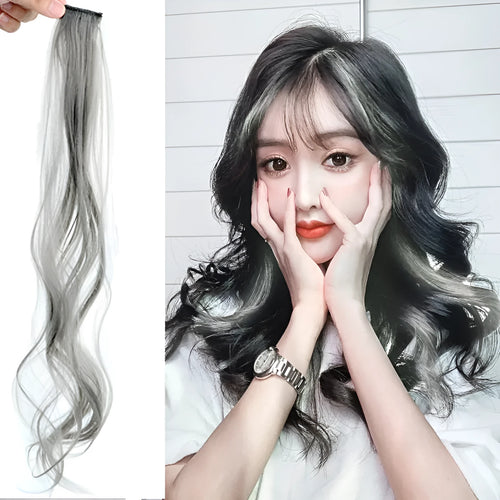 60cm gradient curly hair wig patch in mixed silk material showing colour options