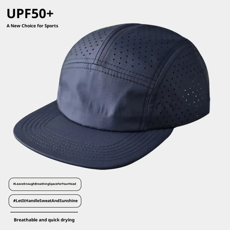 Cycling fishing sun protection sports outdoor cap in beige with hollow-out design and polyester construction