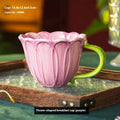 Ceramic breakfast cup with floral pattern, 500ml capacity, in red or purple pastoral design