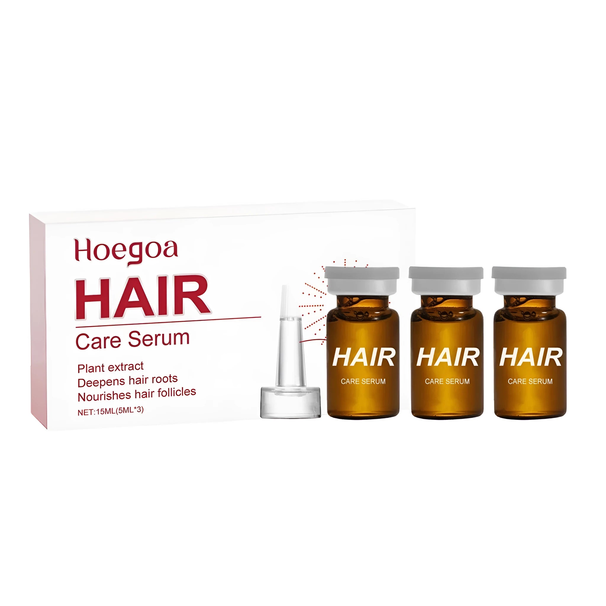 Three 5ml vials of hair root liquid containing ginger, rosemary, and pumpkin seed oils.