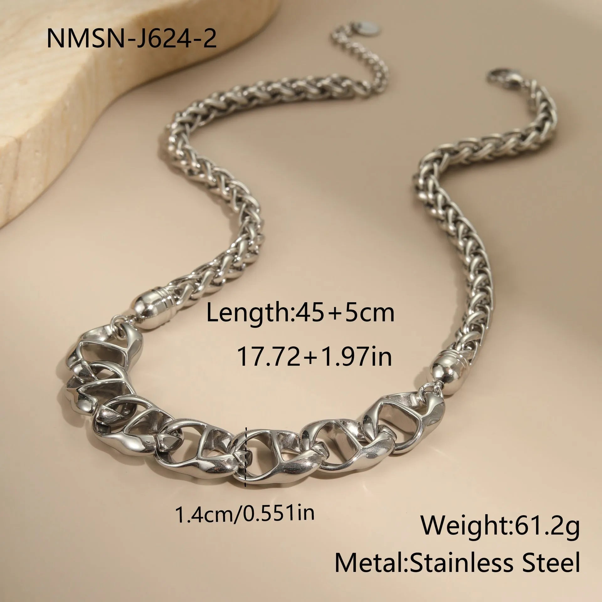 Stainless steel necklace with geometric pendant and gold plating in fashion OL style