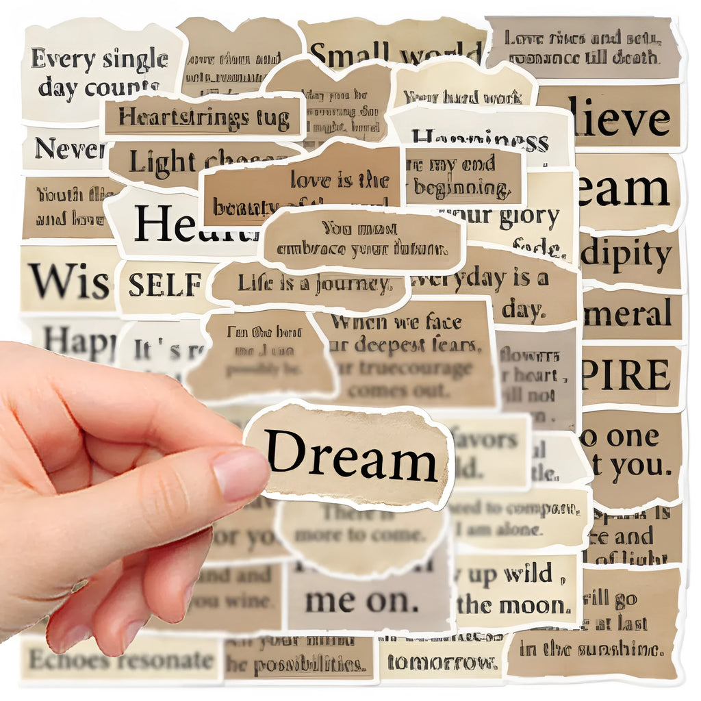 Torn English decorative PVC stickers with waterproof printing for laptops and notebooks