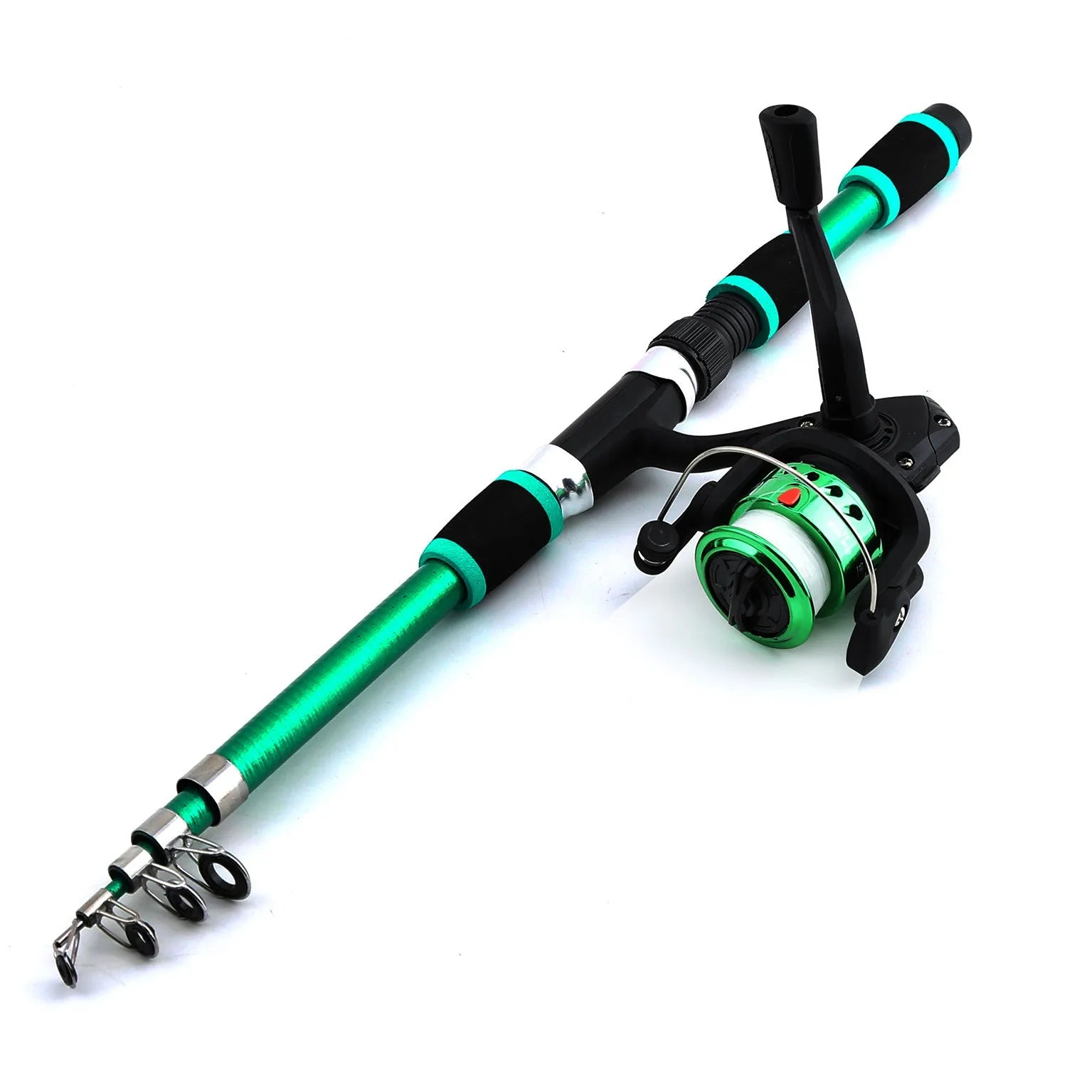 Children's fishing rod and reel starter set in multiple colour options with telescopic pole