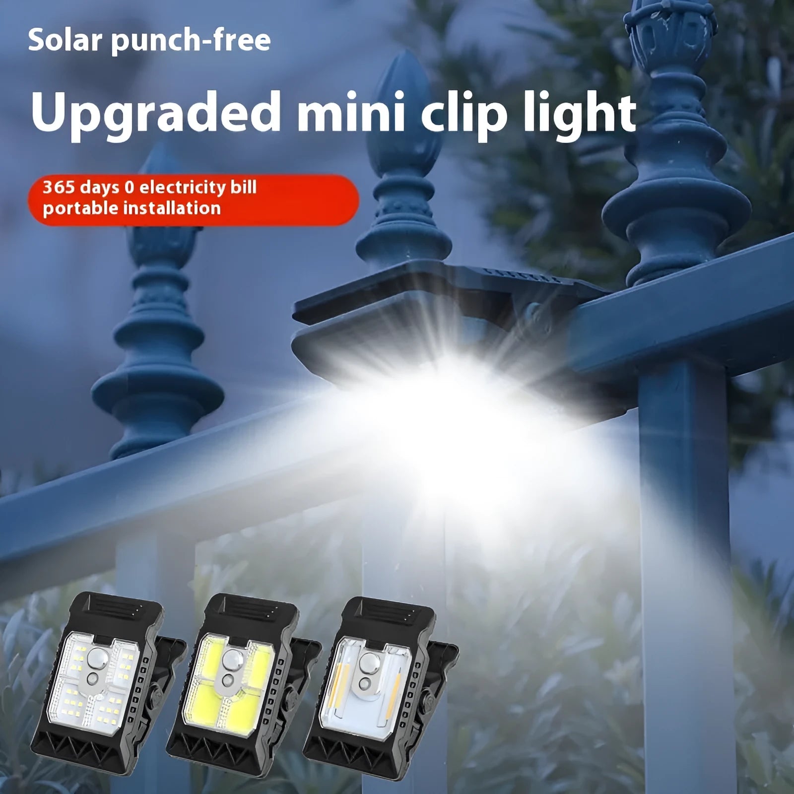 Intelligent induction clip lamp with IP65 waterproof rating and clip mounting