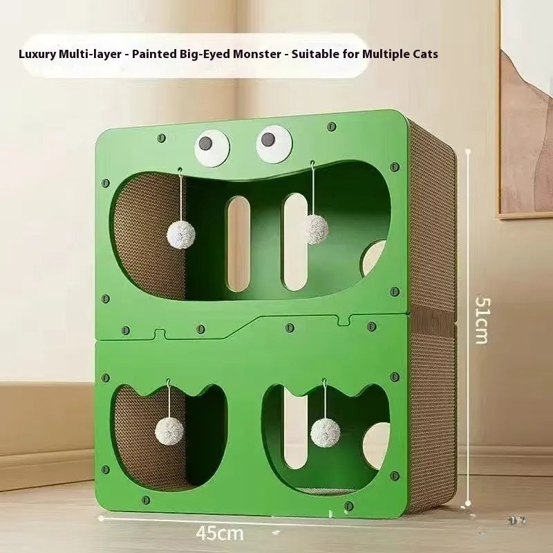 Double layer cat scratching board with matching cat nest in cute style options