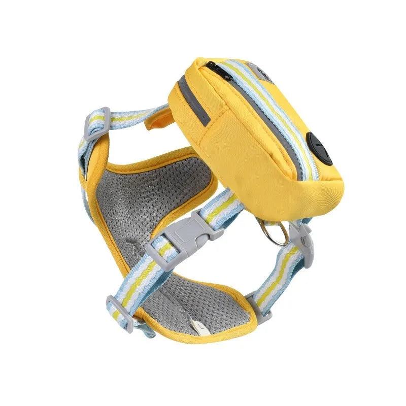 Explosion-proof anti-strangulation dog harness in Oxford cloth with a free 1.5m lead, shown in pink.