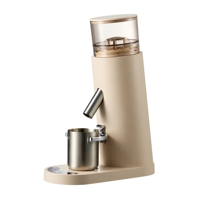 Portable electric coffee grinder with stainless steel 0.5L reservoir in beige or black colour options