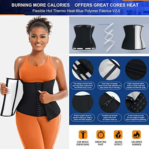 Neoprene adjustable abdominal support belt in blue colour showing waist shaping design