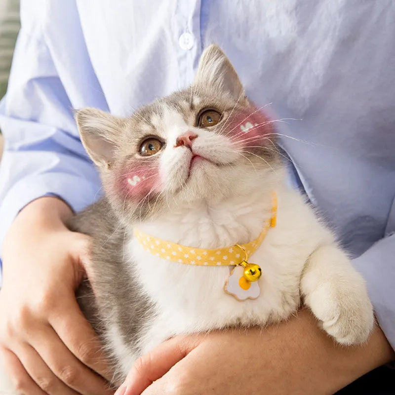 Adjustable cat collar with bell pendant and bow tie decoration for small pets